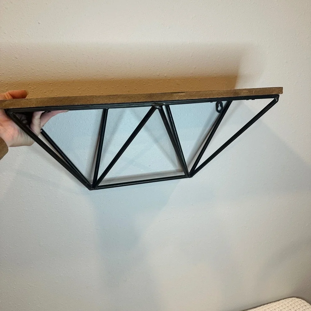 Floating Wall Shelf Home 18in Brown Black Geometric Industrial Modern Decor